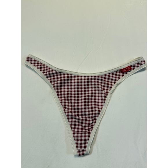 NWOT Esprit Cotton Gingham Thong – Red & White – Size L - Picture 1 of 3
